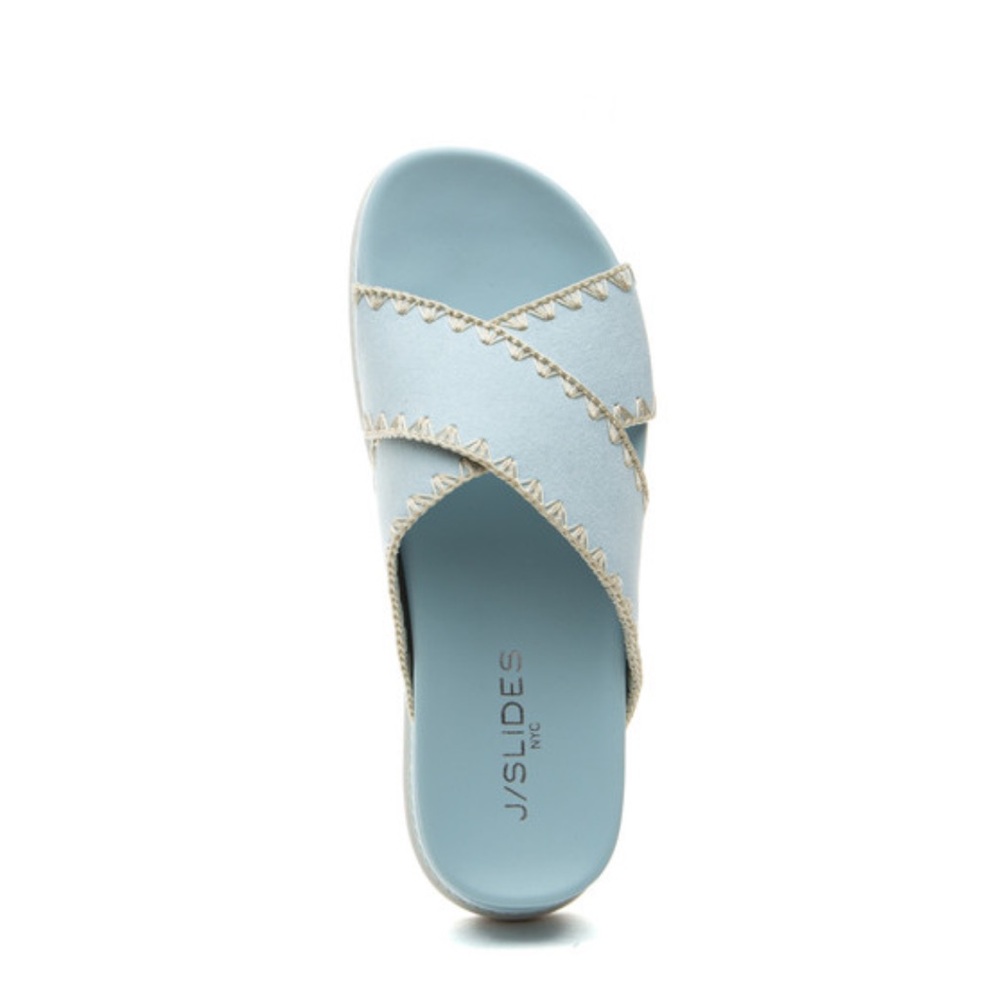 NWT J/SLIDES BAE Light Blue Faux Suede Sandal - Picture 5 of 14